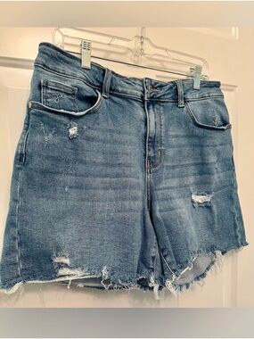 Judy Blue Distressed Light Blue Denim Shorts
